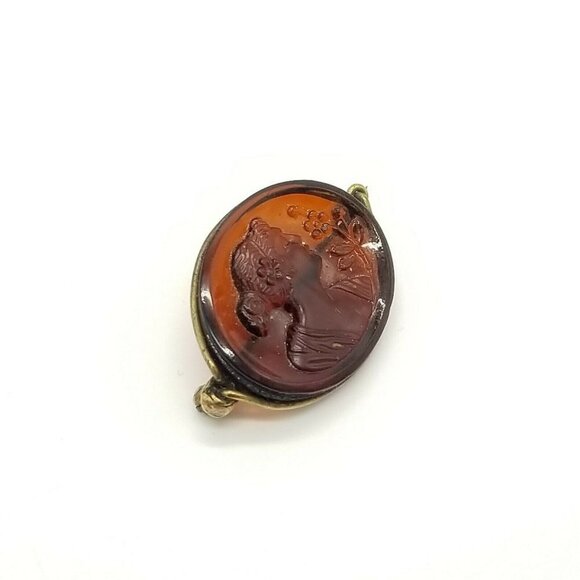 Victorian Brown Amber Topaz Glass Cameo Press Mold - Picture 2 of 5